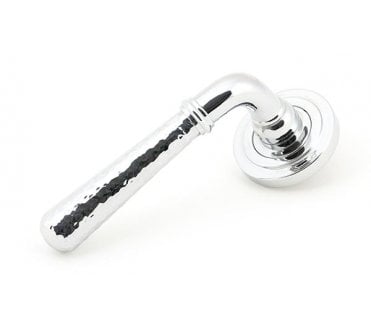 From The Anvil 50042 Hammered Newbury Lever on Rose Set (Art Deco) - Unsprung - Polished Chrome