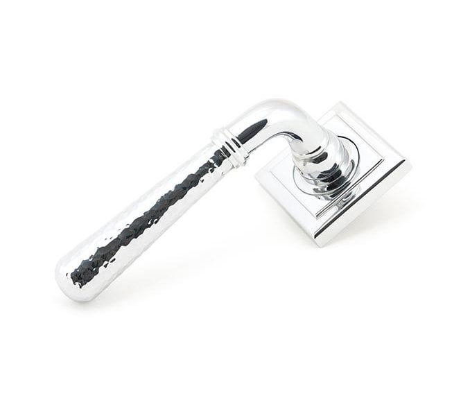 From The Anvil 50044 Hammered Newbury Lever on Rose Set (Square) - Unsprung - Polished Chrome