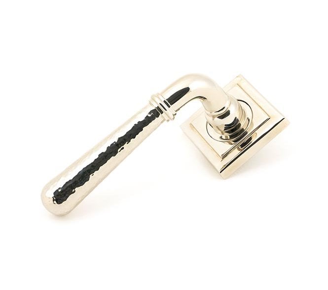 From The Anvil 50048 Hammered Newbury Lever on Rose Set (Square) - Unsprung - Polished Nickel