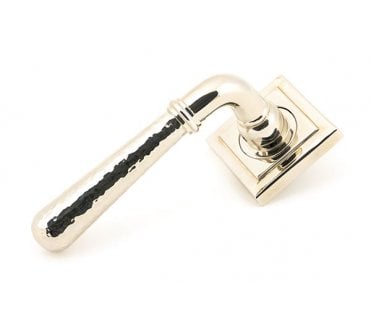 From The Anvil 50048 Hammered Newbury Lever on Rose Set (Square) - Unsprung - Polished Nickel