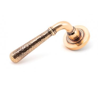 From The Anvil 50053 Hammered Newbury Lever on Rose Set (Plain) - Unsprung - Polished Bronze