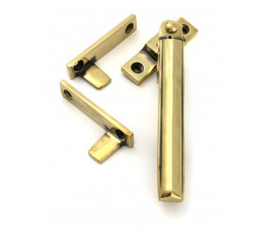 From The Anvil 51926 Art Deco Locking Night Vent Window Fastener - Aged Brass