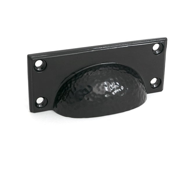 From The Anvil 52156 Hammered Art Deco Drawer Pull - Matt Black