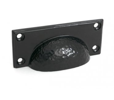 From The Anvil 52156 Hammered Art Deco Drawer Pull - Matt Black