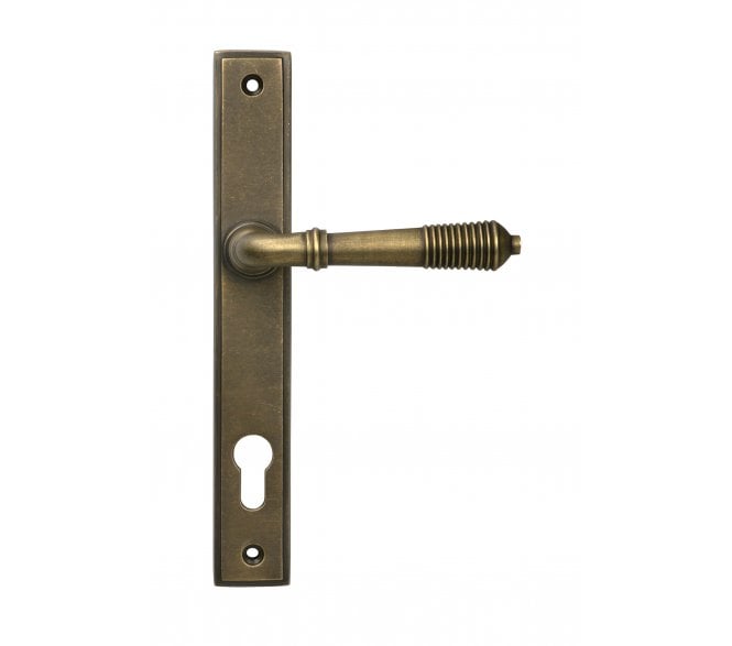 From The Anvil 52423 Reeded Slimline Lever Espag. Lock Set - Burnished Brass