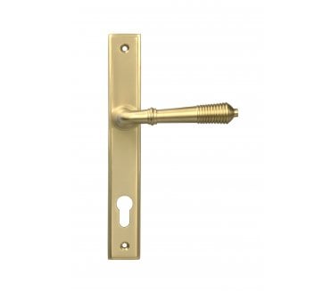 From The Anvil 52424 Reeded Slimline Lever Espag. Lock Set - Satin Brass