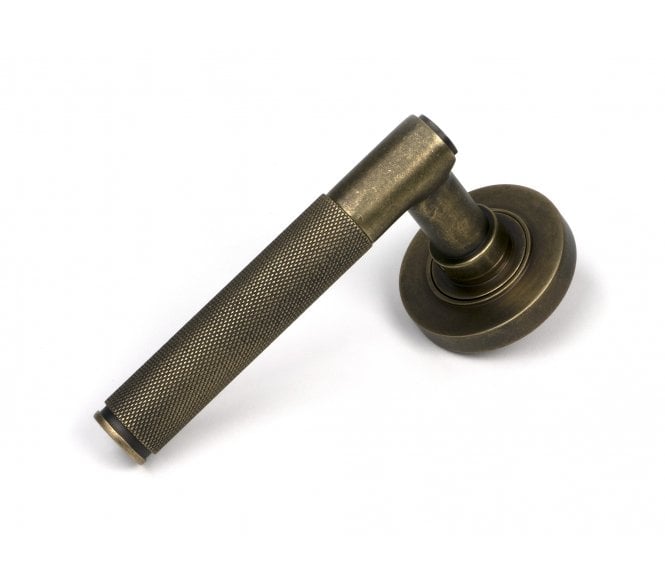 From The Anvil 52433 Brompton Door Handle On Rose Set (Plain) - Burnished Brass