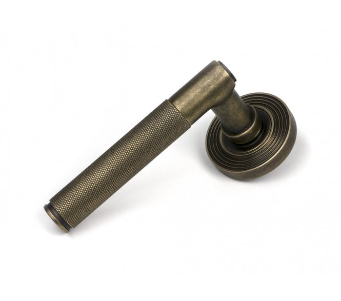 From The Anvil 52435 Brompton Door Handle On Rose Set (Beehive) - Burnished Brass