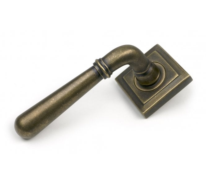 From The Anvil 52440 Newbury Door Handle On Rose Set (Square) - Burnished Brass