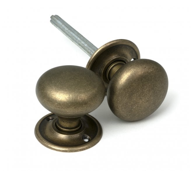 From The Anvil 52441 Mushroom Mortice/Rim Knob Set - 49mm - Burnished Brass