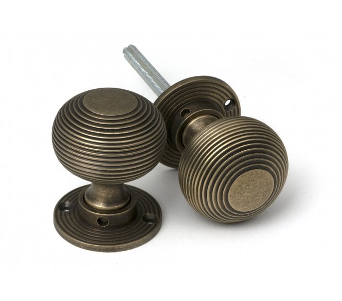 From The Anvil 52442 Heavy Beehive Mortice/Rim Knob Set - Burnished Brass