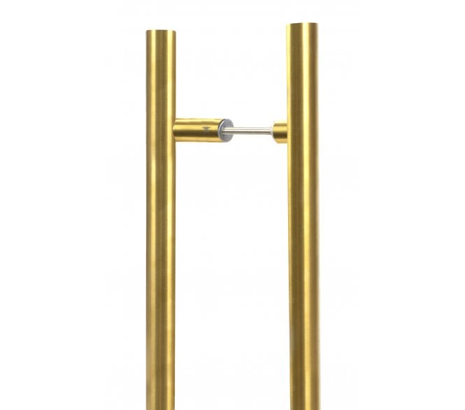 From The Anvil 52625 (Grade 316) - 1200mm Cranked T-Bar Pull Handle (Back-To-Back PAIR) - Aged Brass