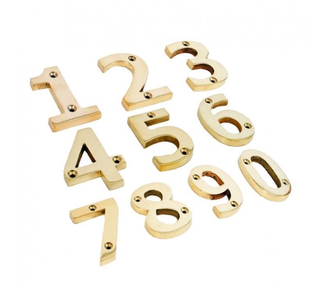 From The Anvil 78mm Door Numerals 0-9 - Polished Brass