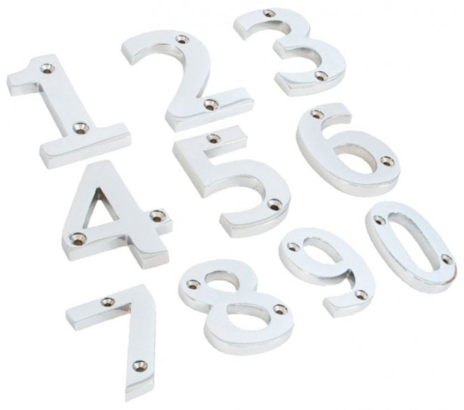 From The Anvil 78mm Door Numerals 0-9 - Polished Chrome