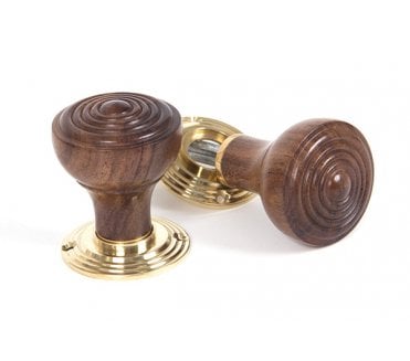 From The Anvil 83562 Ringed Mortice/Rim Knob Set - Rosewood & Polished Brass