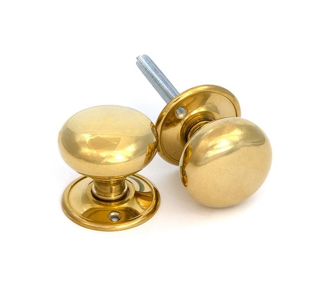 From The Anvil 83564 Mushroom Mortice/Rim Knobs - Polished Brass
