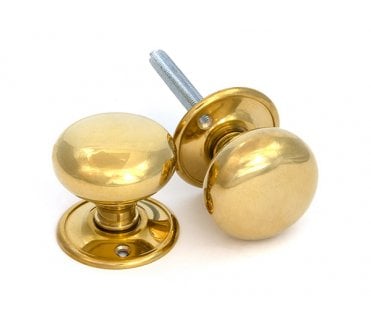 From The Anvil 83564 Mushroom Mortice/Rim Knobs - Polished Brass