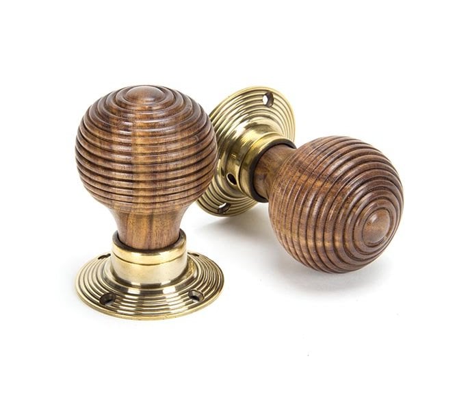 From The Anvil 83573 Beehive Mortice/Rim Knob Set - Rosewood & Aged Brass