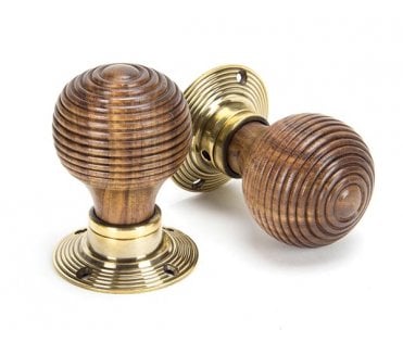 From The Anvil 83573 Beehive Mortice/Rim Knob Set - Rosewood & Aged Brass