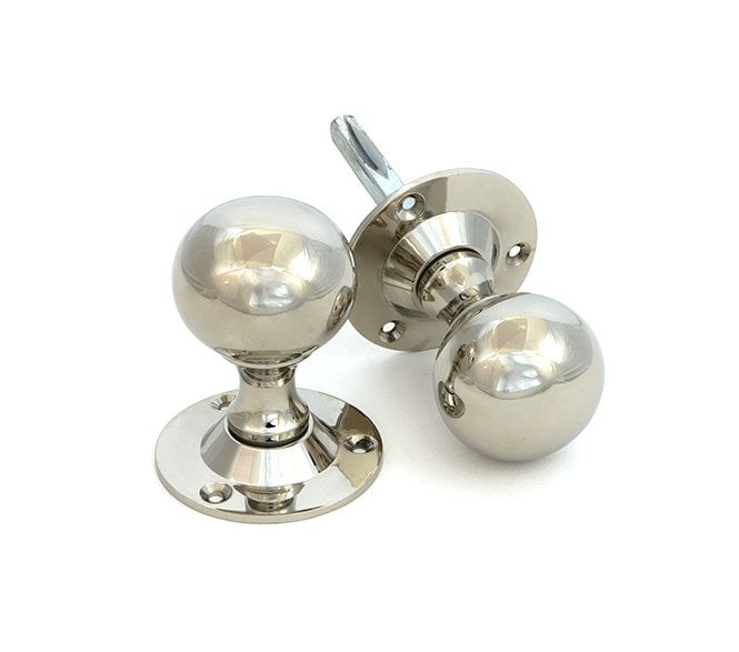 From The Anvil 83632 Ball Mortice Knob Set - Polished Nickel