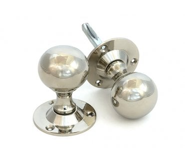 From The Anvil 83632 Ball Mortice Knob Set - Polished Nickel