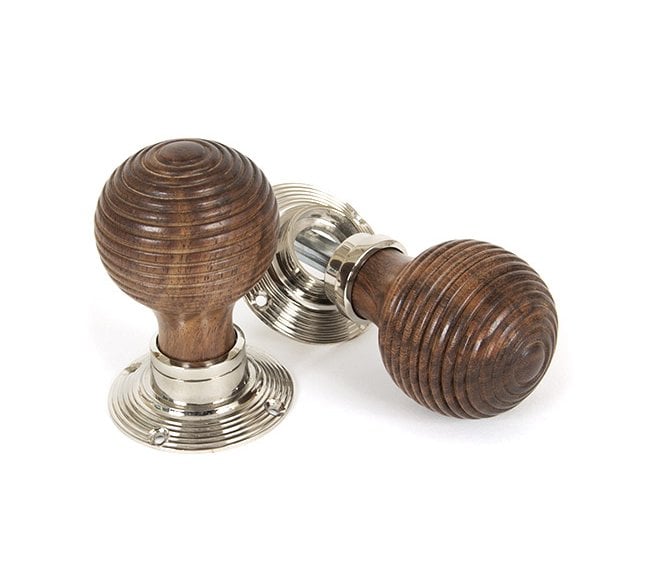 From The Anvil 83635 Beehive Mortice/Rim Knob Set - Rosewood & Polished Nickel Roses