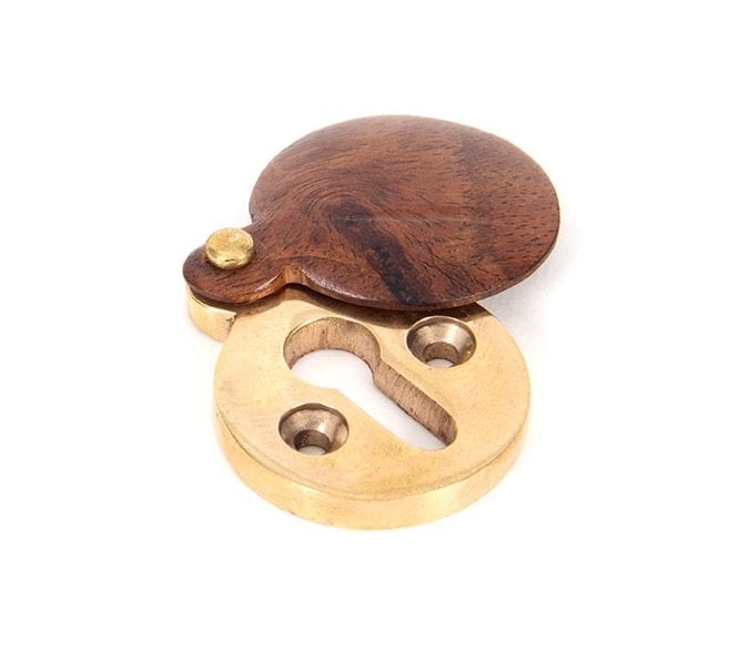 From The Anvil 83832 Round Covered Keyhole Escutcheon - Rosewood & Polished Brass