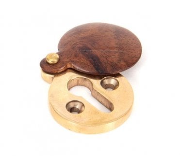 From The Anvil 83832 Round Covered Keyhole Escutcheon - Rosewood & Polished Brass