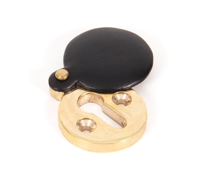 From The Anvil 83833 Round Covered Keyhole Escutcheon - Ebony & Polished Brass