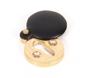 From The Anvil 83833 Round Covered Keyhole Escutcheon - Ebony & Polished Brass