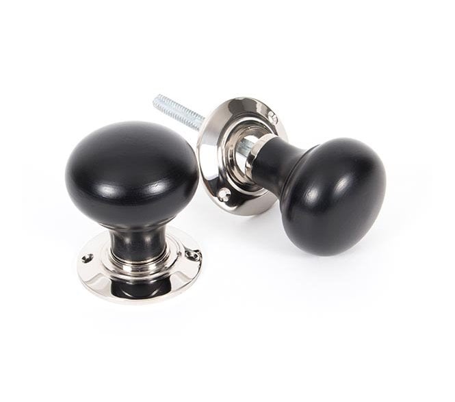 From The Anvil 83838 Bun Mortice/Rim Knob Set - Ebony & Polished Nickel