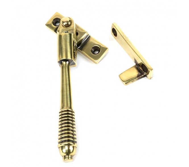 From The Anvil 83911 Locking Night Vent Reeded Window Fastener - Aged Brass