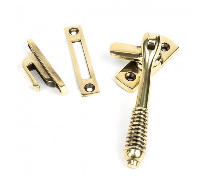 From The Anvil 83917 Reeded Locking Window Fastener- Aged Brass