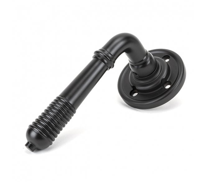 From The Anvil 90007 Reeded Lever Handle On Rose Set - Aged Bronze