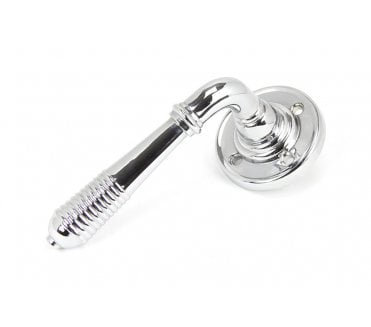 From The Anvil 90007 Reeded Lever Handle On Rose Set - Polished Chrome
