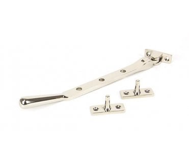 From The Anvil 91459 8 Newbury Window Stay - Polished Nickel