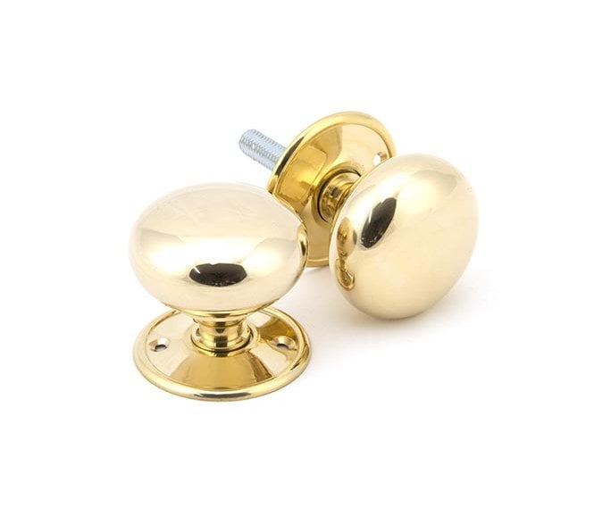 From The Anvil 91529 Large Mushroom Mortice/Rim Knobs - Polished Brass