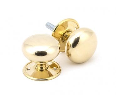 From The Anvil 91529 Large Mushroom Mortice/Rim Knobs - Polished Brass