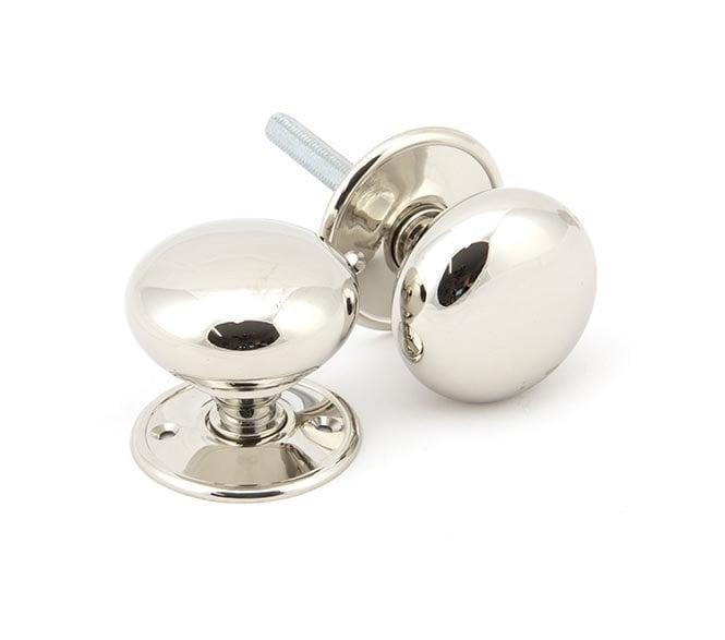 From The Anvil 91530 Large Mushroom Mortice/Rim Knobs - Polished Nickel