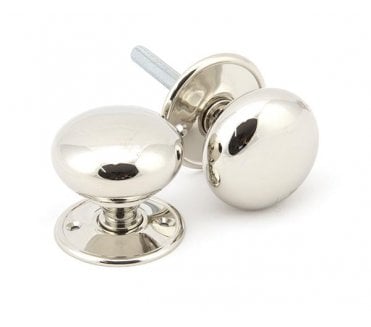 From The Anvil 91530 Large Mushroom Mortice/Rim Knobs - Polished Nickel