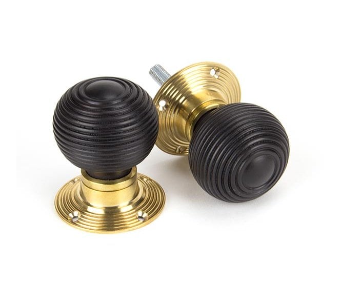 From The Anvil 91762 Cottage Mortice/Rim Knob Set - Ebony & Polished Brass