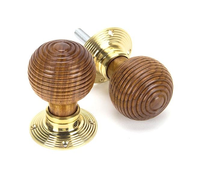 From The Anvil 91787 Beehive Mortice/Rim Knob Set - Rosewood & Polished Brass