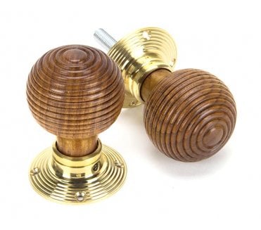 From The Anvil 91787 Beehive Mortice/Rim Knob Set - Rosewood & Polished Brass