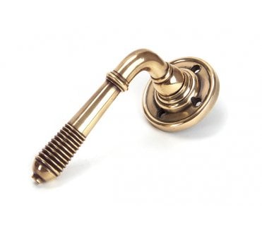 From The Anvil 91917 Reeded Lever Handle On Rose Set - Polished Bronze