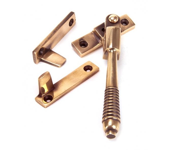From The Anvil 91941 Locking Night Vent Reeded Window Fastener - Polished Bronze