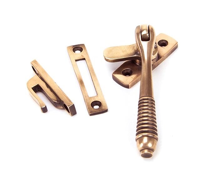 From The Anvil 91944 Locking Reeded Window Fastener - Polished Bronze