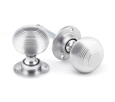 From The Anvil 91974 Heavy Beehive Mortice/Rim Door Knobs - Satin Chrome