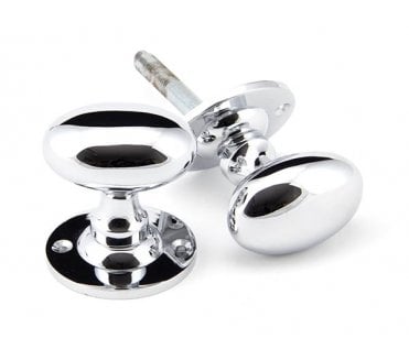 From The Anvil 91975 Oval Mortice/Rim Knob Set - Polished Chrome