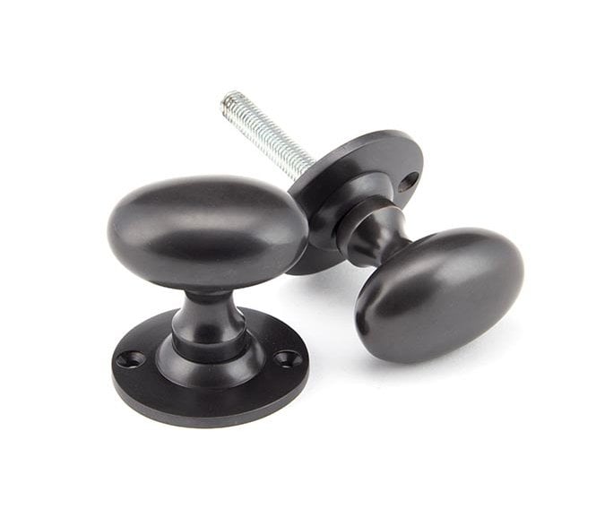 From The Anvil 91976 Oval Mortice/Rim Knob Set - Aged Bronze
