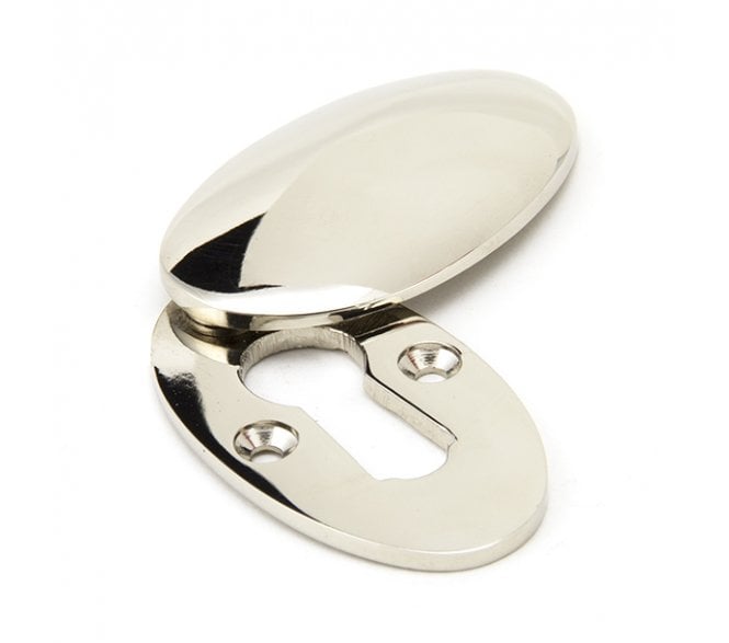 From The Anvil 91989 Period Oval Covered Keyhole Escutcheon - Polished Nickel